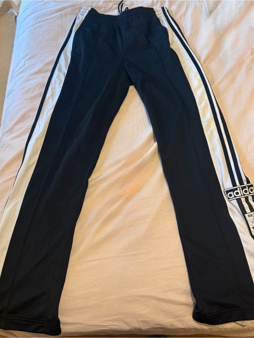 adidas Black and White Snap-Front Track Pants